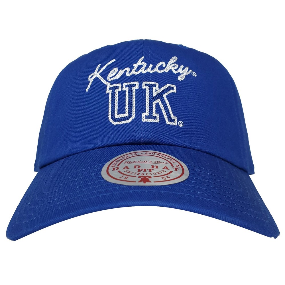 Kentucky Wildcats Mitchell & Ness NCAA Dad Hat‎ Cap Chain Stitch Logo Blue NWT